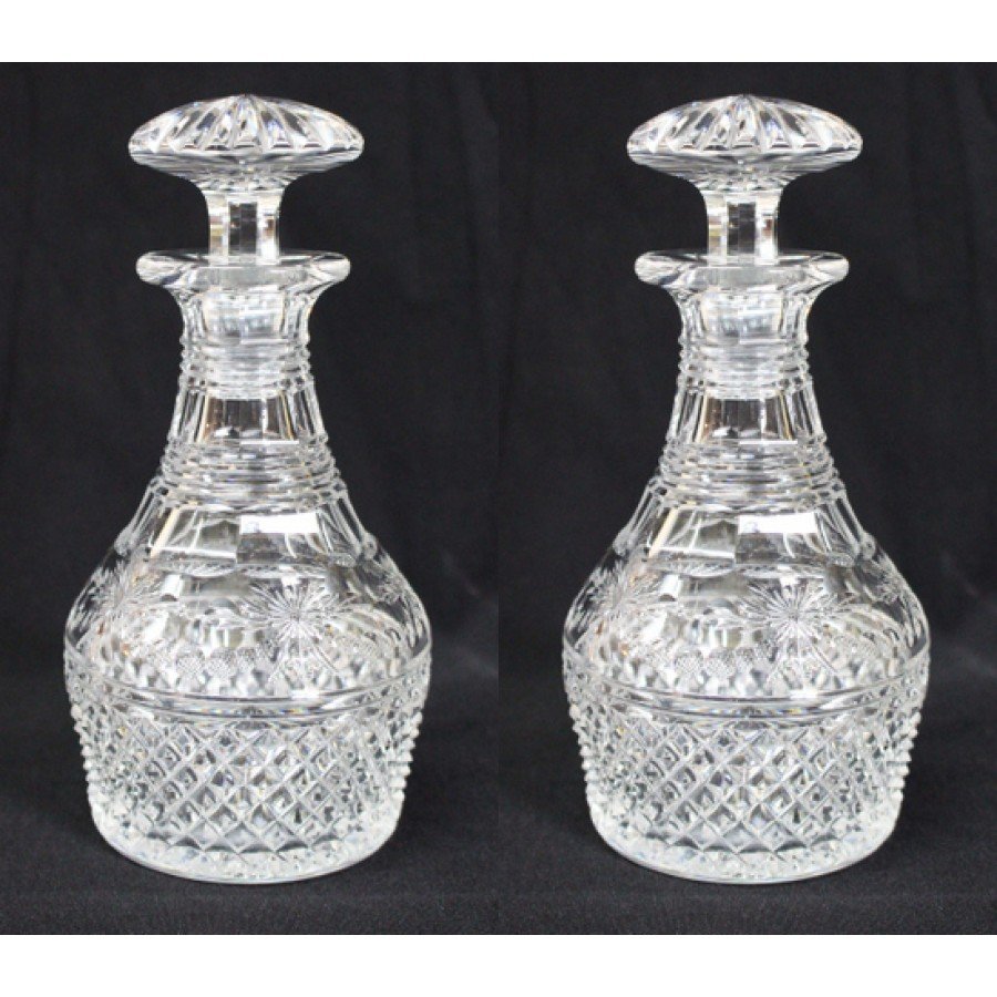 Pair of Elegant Cut Glass Stuart Crystal Liquor Decanter
